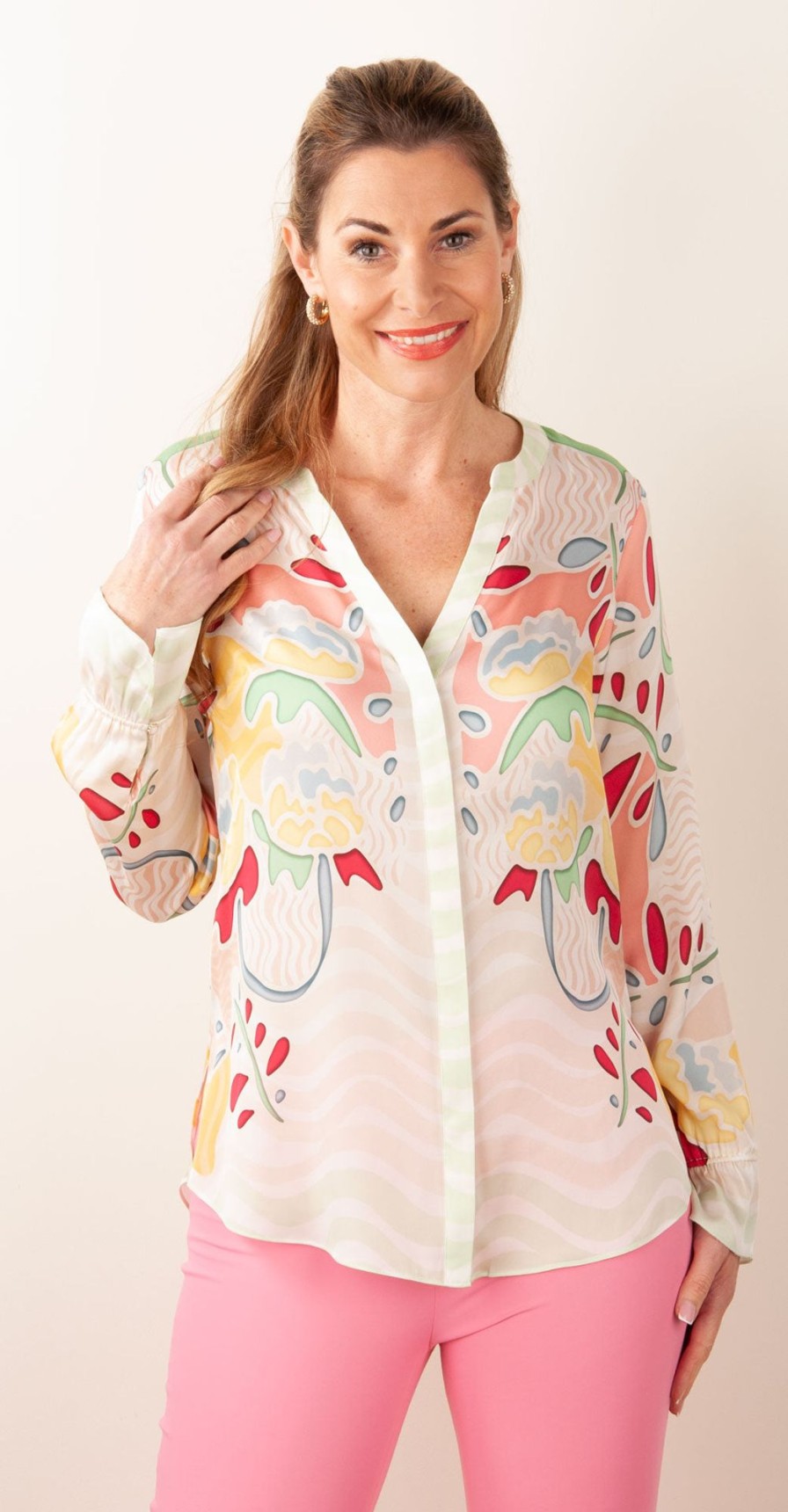 Kleidung IVI Collection | Bluse „Mer De Fleurs" Multicolor