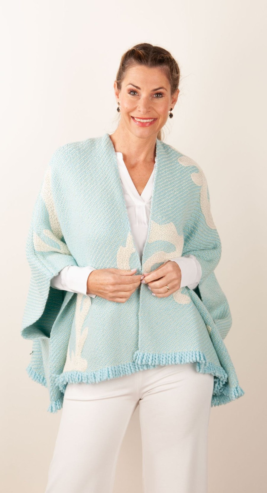 Accessoires WEHVE | Poncho Hellblau | Weis