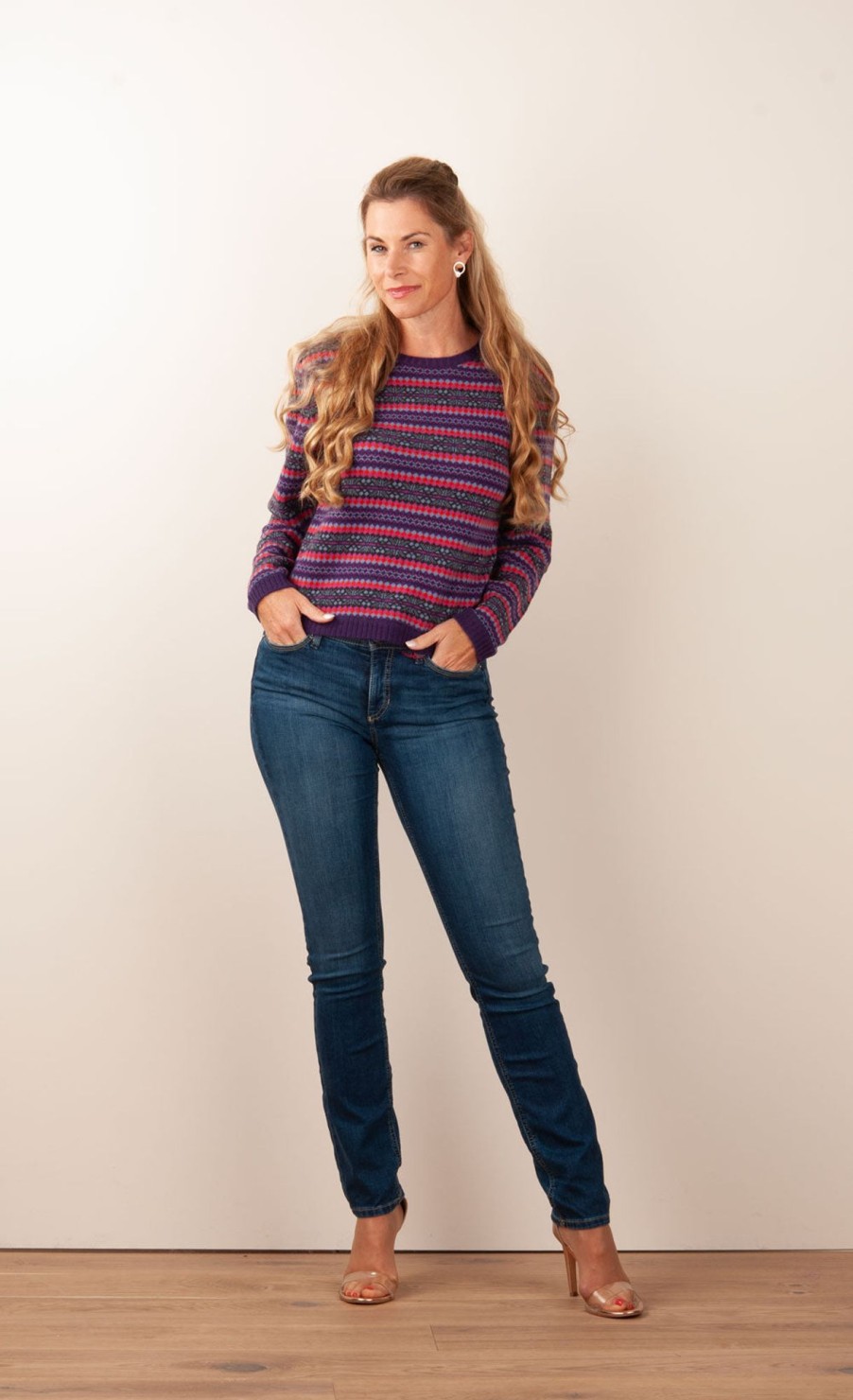 Kleidung Kitted in Cashmere | Kaschmir Pullover Lila | Beere | Multicolor