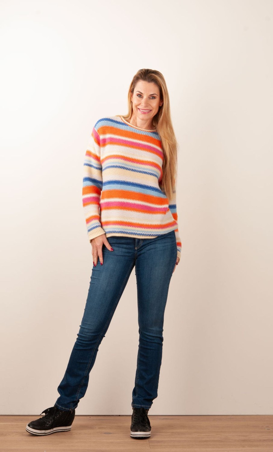 Kleidung Kitted in Cashmere | Kaschmir Pullover Beige | Orange | Multicolor