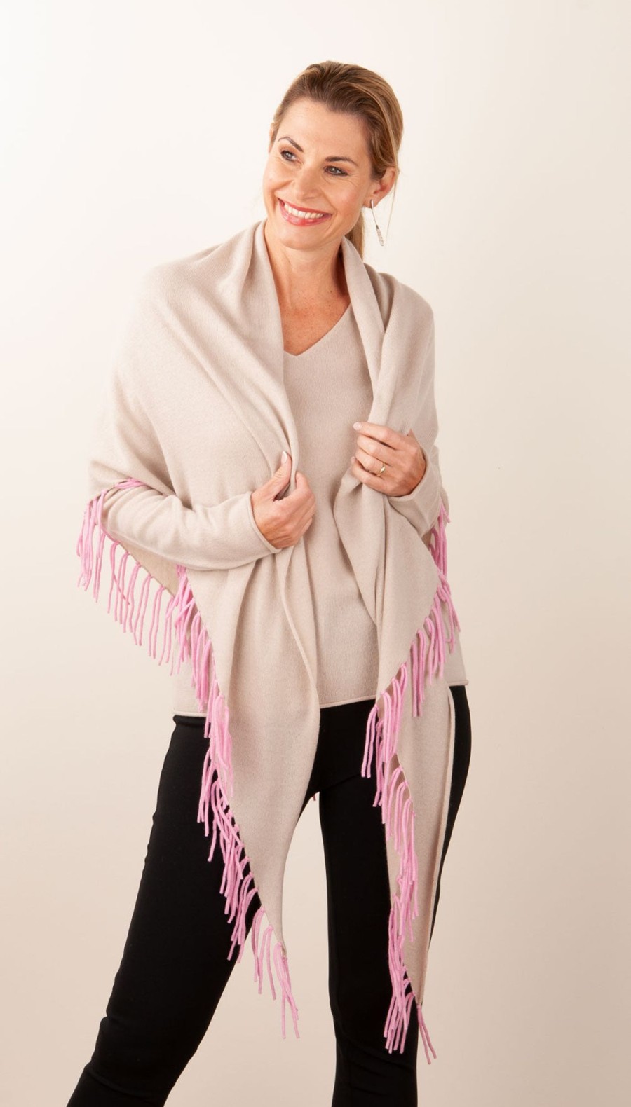 Accessoires Herzensangelegenheit | Poncho Beige | Pink