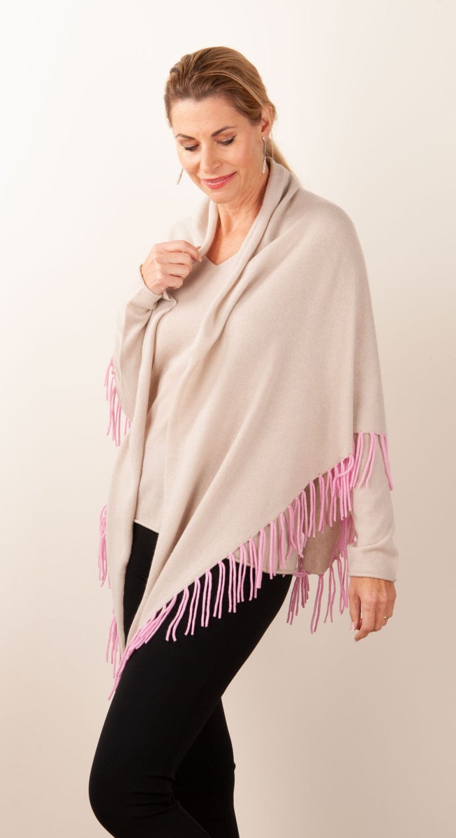 Accessoires Herzensangelegenheit | Poncho Beige | Pink