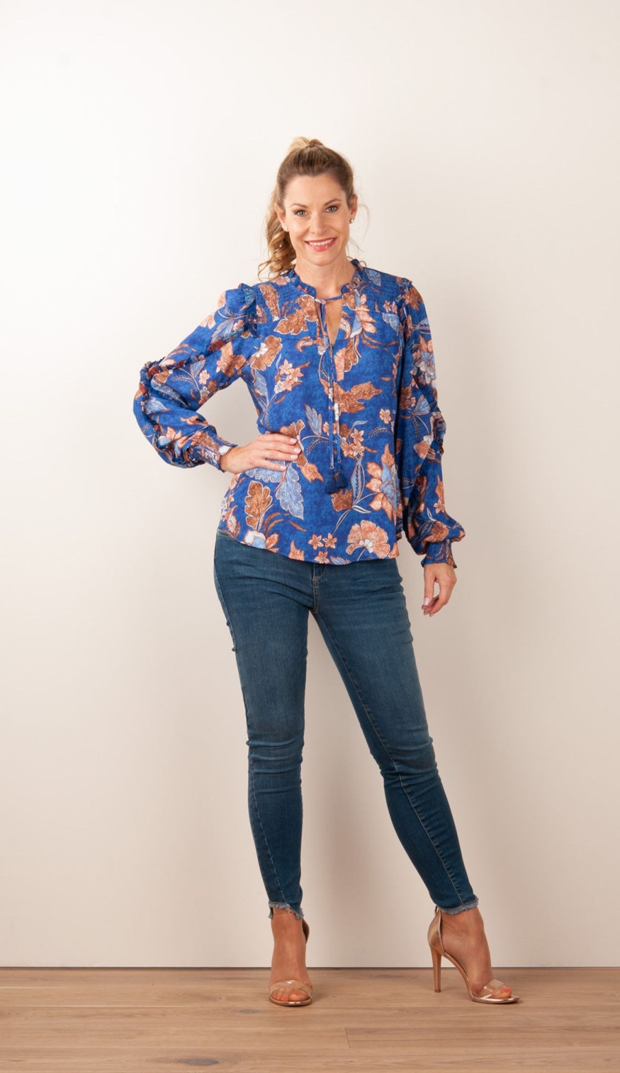 Kleidung Hale Bob | Blusenshirt „Blumen" Blau | Multicolor