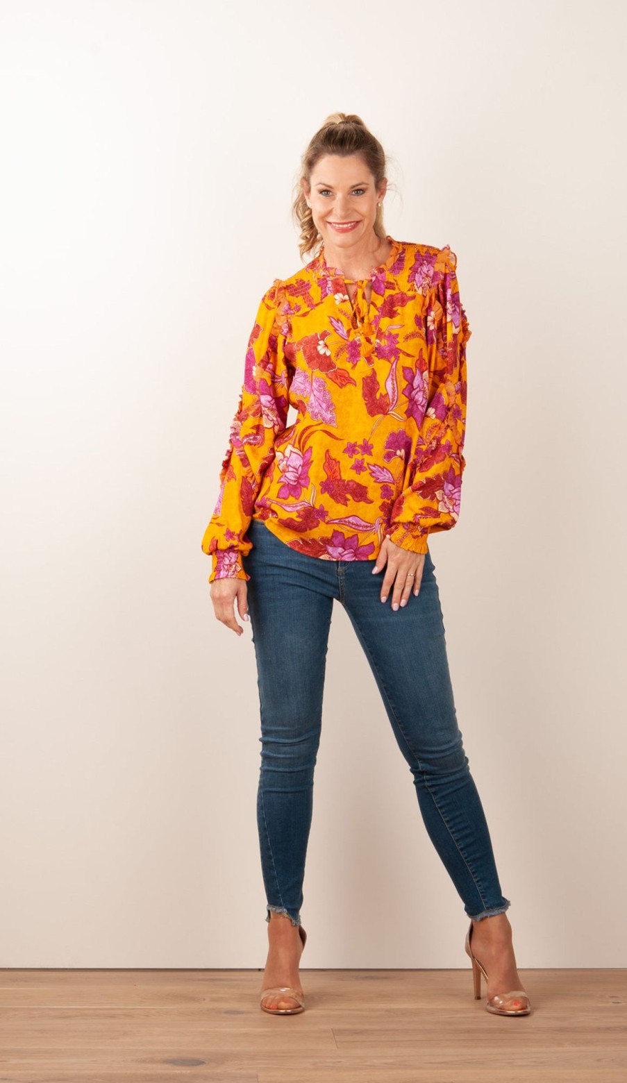 Kleidung Hale Bob | Blusenshirt „Blumen" Gelb | Multicolor