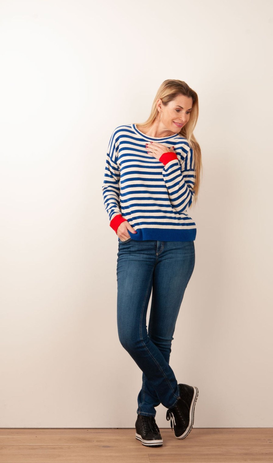 Kleidung Grace | Pullover Weis | Blau