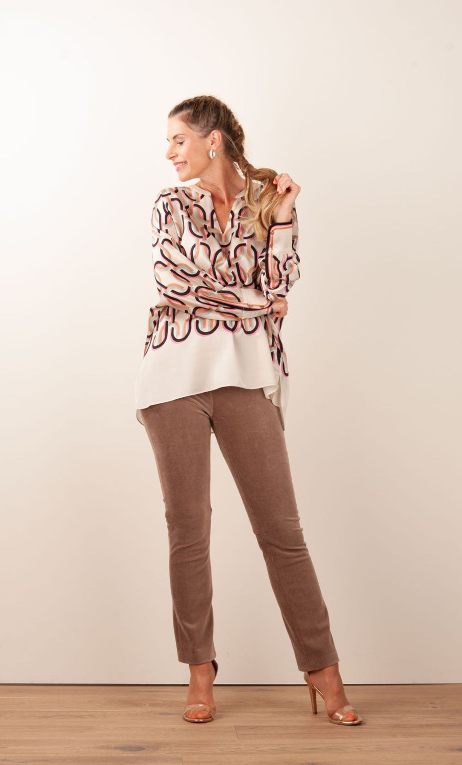 Kleidung IVI Collection | Bluse „Chain" Beige | Multicolor