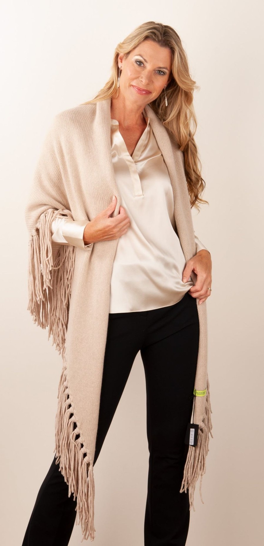 Accessoires Simone Bruns | Poncho „Fransen" Beige