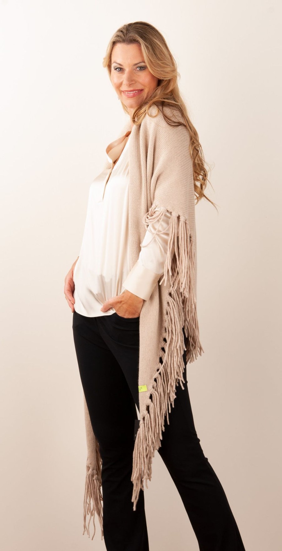 Accessoires Simone Bruns | Poncho „Fransen" Beige