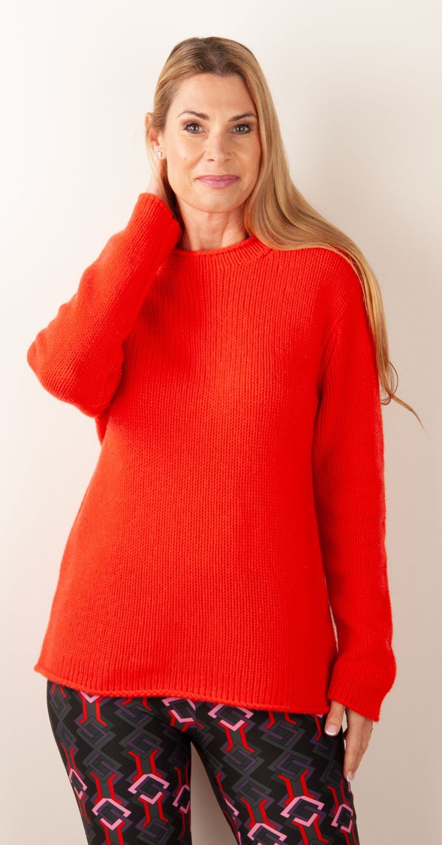 Kleidung Kitted in Cashmere | Kaschmir Pullover Korallrot