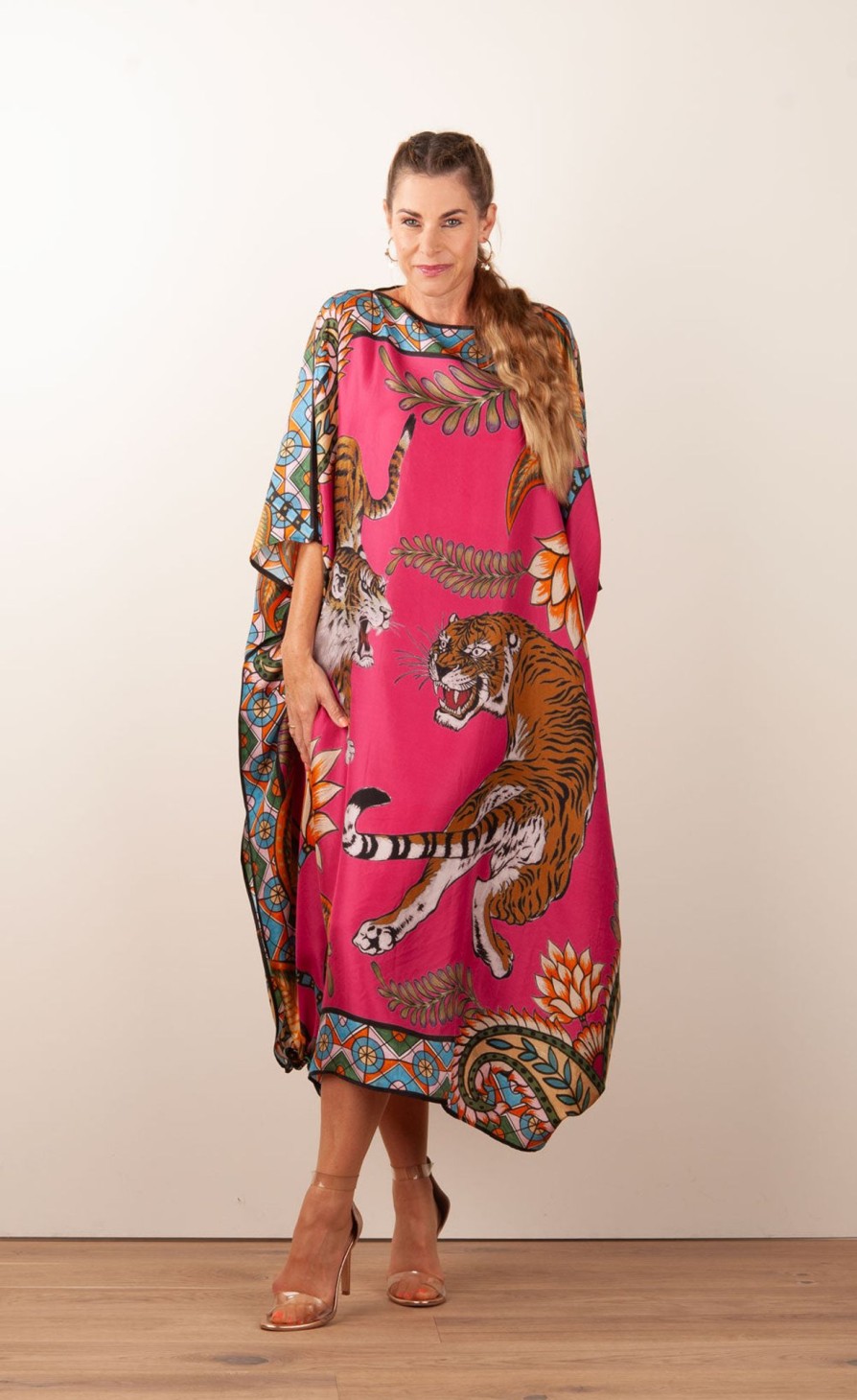 Kleidung Simone Bruns | Kleid / Kaftan Beere | Multicolor