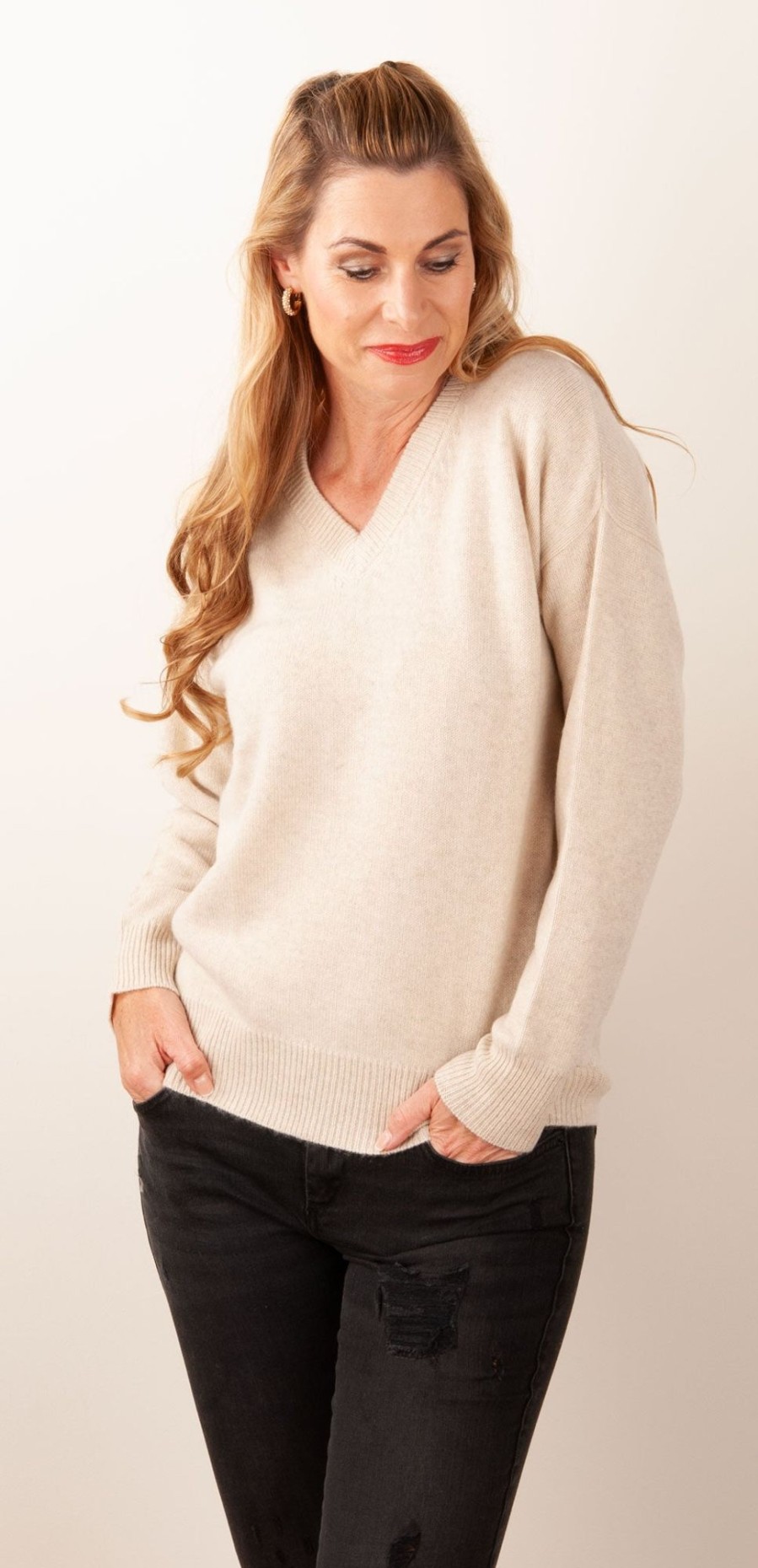 Kleidung Blossom u0026 Co. | Kaschmir Pullover Melange Beige