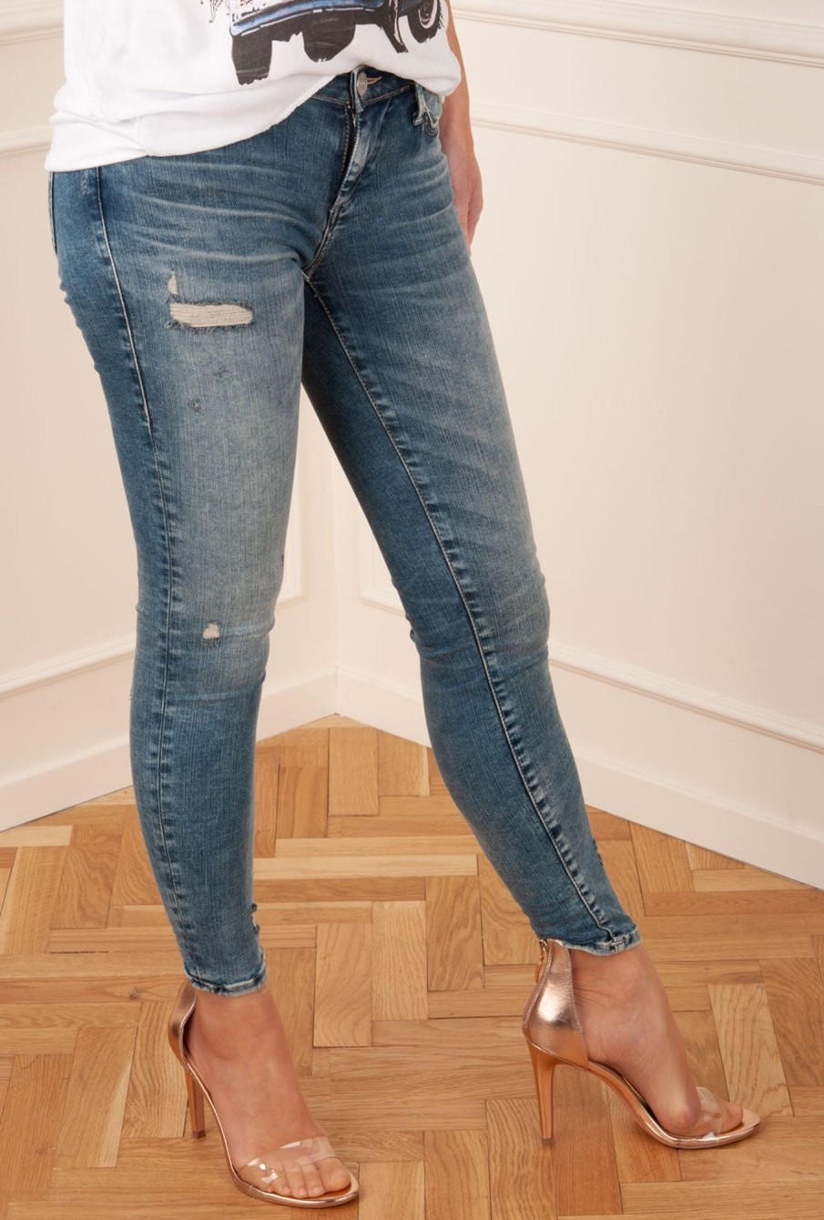 Kleidung True Religion | Jeans „Halle Destroyed" Blau