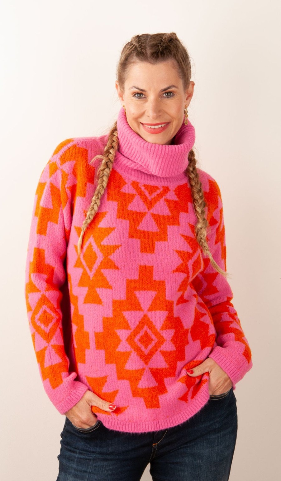 Kleidung Grace | Pullover Pink | Orange