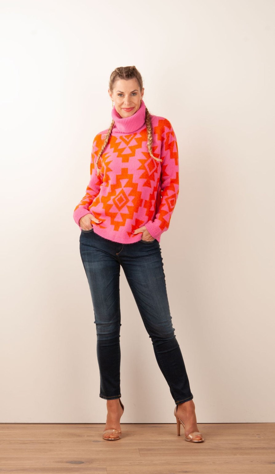 Kleidung Grace | Pullover Pink | Orange