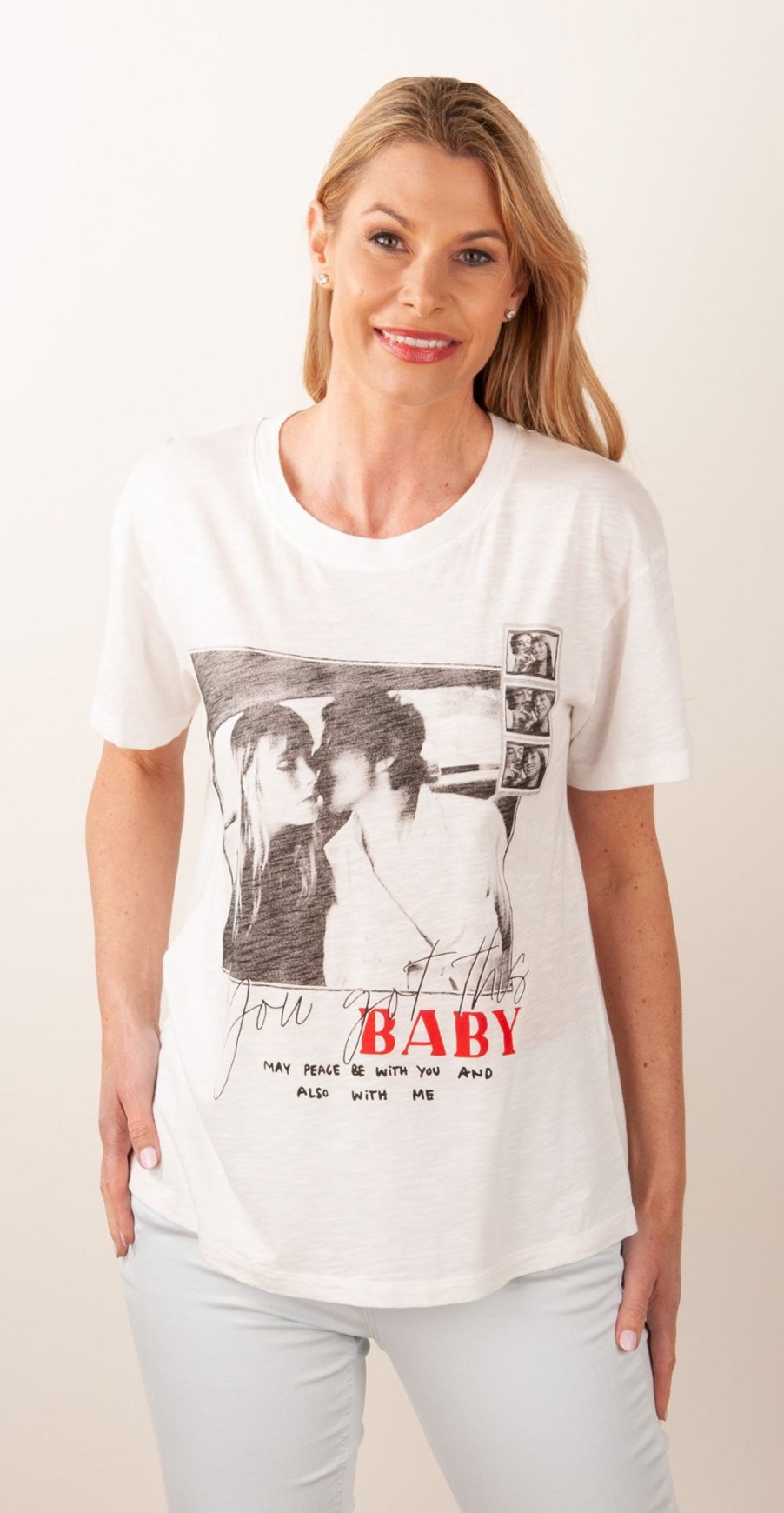 Kleidung Grace | T-Shirt „Baby" Weis | Schwarz