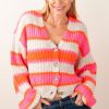 Kleidung Grace | Strickjacke Orange | Grau | Multicolor